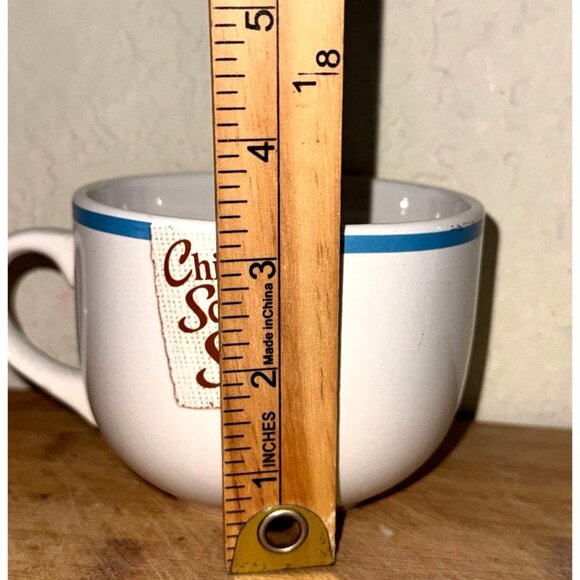 Chicken Soup For The Soul Ceramic Mug 3" Tall Blue Rim White Cup Made In China - Picture 4 of 5